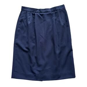 VTG Land's End Vintage 100% Wool Pencil skirt Women's‎ Sz 6 Navy Blue Preppy